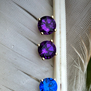 Amethyst and Gold Studs