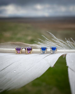 Amethyst and Gold Studs