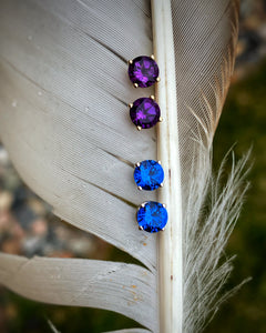 Amethyst and Gold Studs