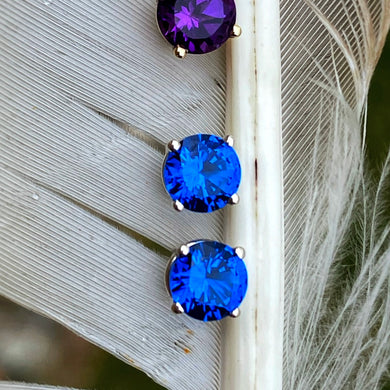 Blue Spinel and Silver Studs